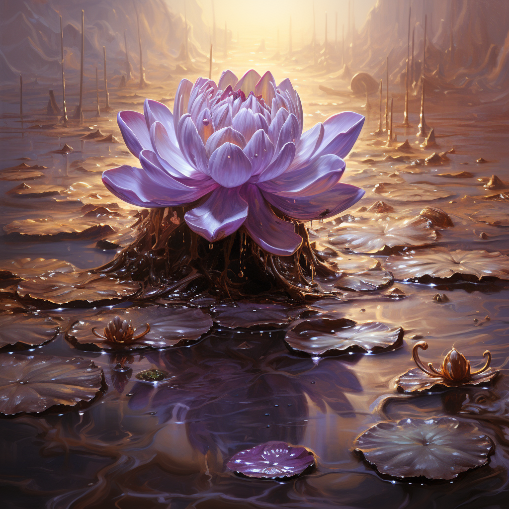 Purple lotus in the mud